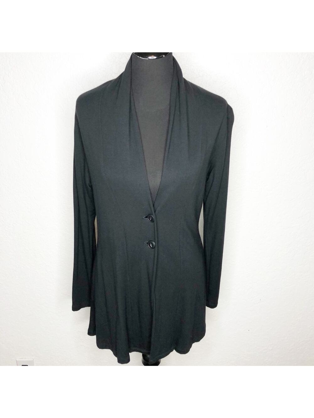 Flax black button front long sleeve cardigan size Small